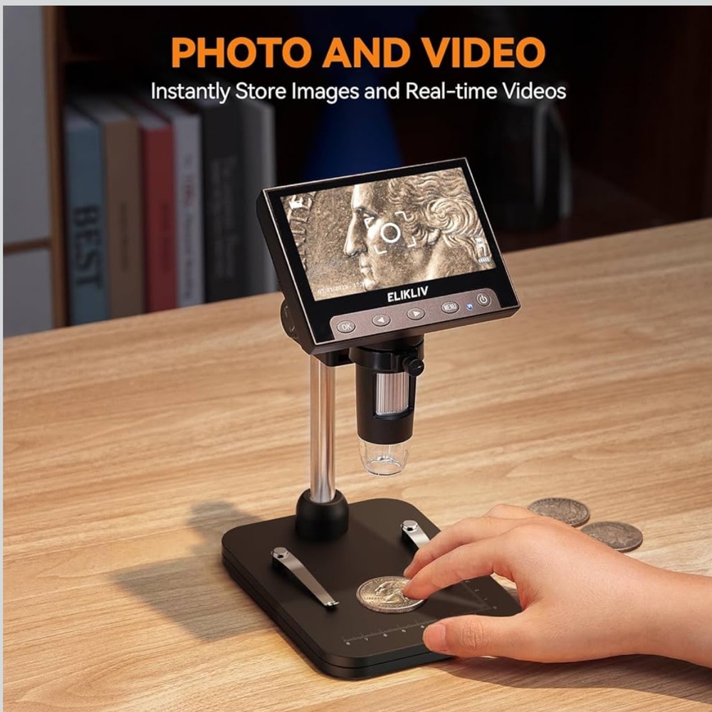 Elikliv Microscope LCD Digital 1000x with 8 Adjustable LED Lights—EDM4 4.3-Inch - Picture 3 of 9